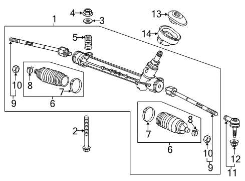 2020 Buick Encore Steering Column & Wheel, Steering Gear & Linkage Gear Assembly Bolt Diagram for 13231667