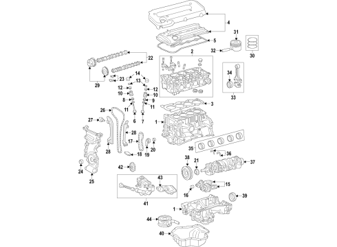 2002 Toyota Camry Engine Parts, Mounts, Cylinder Head & Valves, Camshaft & Timing, Oil Cooler, Oil Pan, Oil Pump, Balance Shafts, Crankshaft & Bearings, Pistons, Rings & Bearings Lower Mount Diagram for 12362-28110