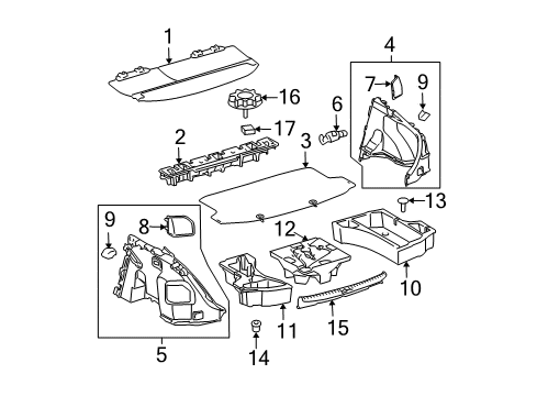 2005 Scion tC Interior Trim - Rear Body Side Trim Panel Hook Diagram for 64726-21020-B0