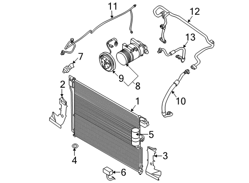 2006 Nissan Pathfinder A/C Condenser, Compressor & Lines Seal-Cond, Side Diagram for 92184-EA500