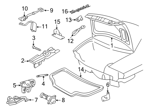 2000 Chevrolet Impala Trunk Hinge Asm-Rear Compartment Lid Diagram for 10382577