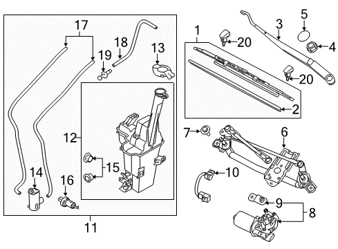 2017 Kia Sportage Wiper & Washer Components Linkage Assembly-Windshield Diagram for 98120D9000