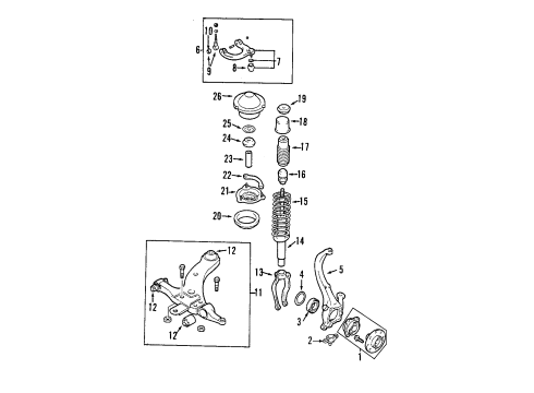 2003 Hyundai XG350 Front Suspension Components, Lower Control Arm, Upper Control Arm, Stabilizer Bar Front Axle Knuckle Right Diagram for 5171639600