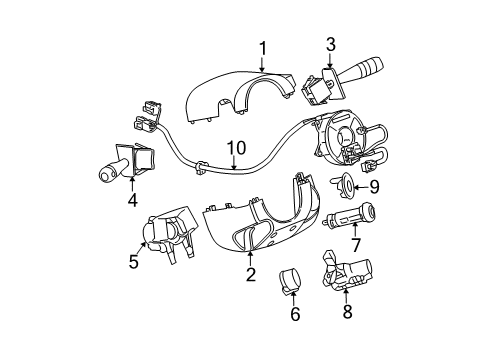 2005 Chevrolet Equinox Shroud, Switches & Levers Switch Asm, Windshield Wiper & Windshield Washer Diagram for 15817768
