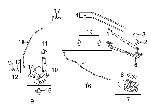 2012 Hyundai Sonata Wiper & Washer Components Wiper Blade Rubber Assembly(Passenger) Diagram for 98361-3S000