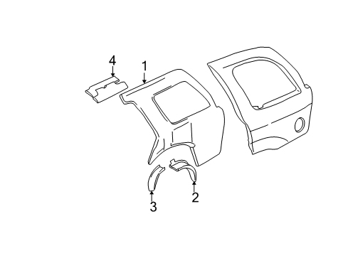 Diagram for 2009 GMC Envoy Inner Structure - Quarter Panel