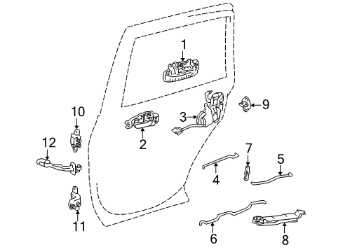 1997 Toyota RAV4 Rear Door Handle, Inside Diagram for 69205-42010-B1