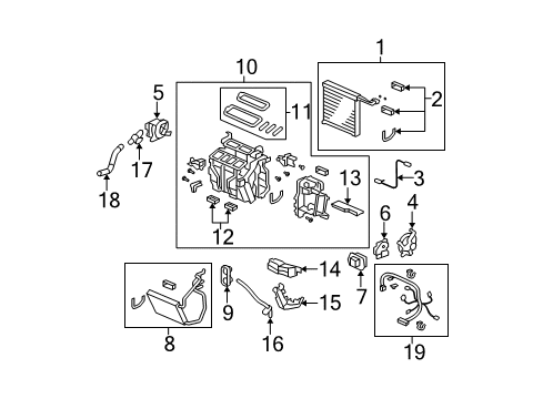 2008 Honda Accord Heater Core & Control Valve Motor Assembly, Air Mix (Passenger Side) Diagram for 79170-TA5-A21