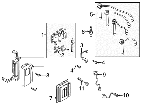 2004 Kia Rio Powertrain Control Hight Tension Cord Assembly Diagram for 274002X140