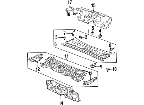 1997 Honda Prelude Cowl Dashboard (Lower) Diagram for 61500-S30-A70ZZ