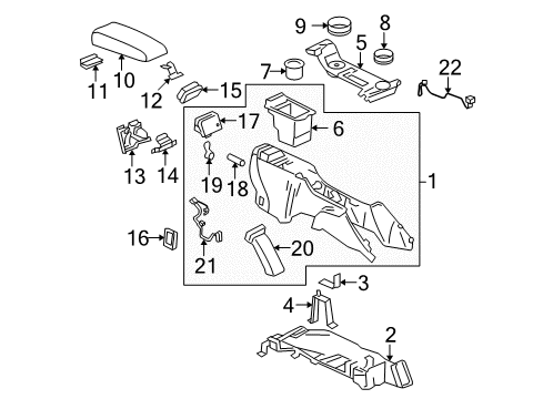 2004 Buick Rainier Traction Control Components Console Asm-Front Floor *Pewter I Diagram for 15115830