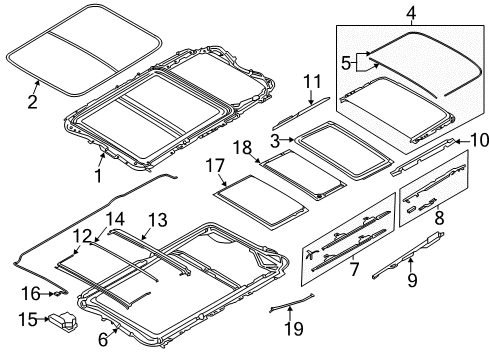 2016 BMW 328i xDrive Sunroof Glass Cover, Rear Diagram for 54107261733