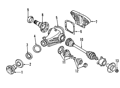 2004 BMW 645Ci Rear Axle, Axle Shafts & Joints, Differential, Drive Axles, Propeller Shaft Universal Joint Diagram for 26117610061