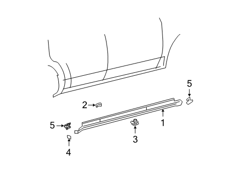 2007 Mercury Montego Exterior Trim - Pillars, Rocker & Floor Rocker Molding Retainer Diagram for 6G1Z-5410182-C