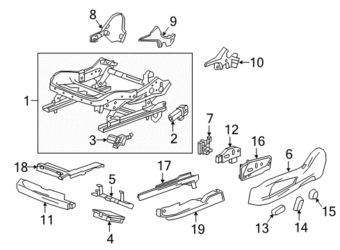 2019 Cadillac XT5 Power Seats Outer Finish Panel Retainer Diagram for 13507449