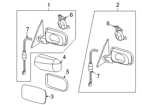 2004 BMW 330i Mirrors Heated Outside Mirror, Left Diagram for 51167890829