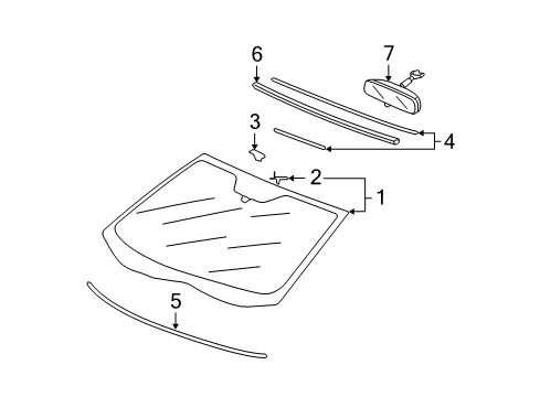 2012 Acura MDX Windshield Glass Mirror, Rearview Diagram for 76400-STX-A02