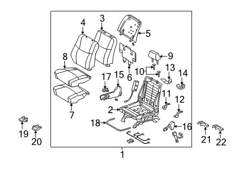 2008 Toyota Avalon Front Seat Components Seat Frame Diagram for 71110-AC010