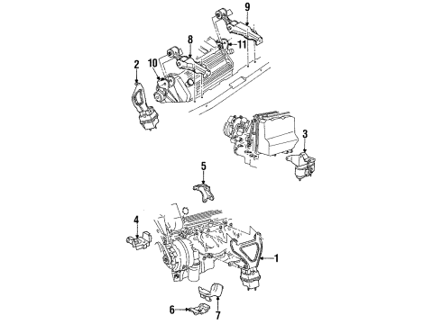 1995 Cadillac Eldorado Engine & Trans Mounting Bracket Asm-Engine Mount Strut Diagram for 3540159