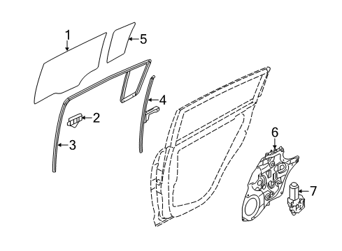 2014 Kia Sportage Rear Door Run Assembly-Rear Door Window Glass Diagram for 835413W000