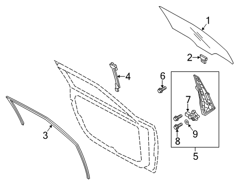 2012 Hyundai Veloster Rear Door Channel Assembly-Front Door Lower Diagram for 82560-2V000