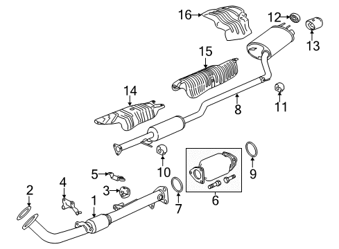 2016 Honda Accord Exhaust Components Muffler, Exhuast Diagram for 18307-T2F-A71