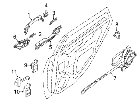 2019 Nissan Sentra Rear Door Grip Outside Handle, Right Diagram for 82640-4FU0A