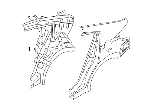 2019 Hyundai Elantra Inner Structure - Quarter Panel Panel Assembly-Quarter Inner, LH Diagram for 71601-F3000