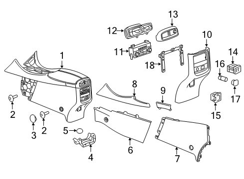 2018 Buick Envision Center Console Bracket Diagram for 22928106