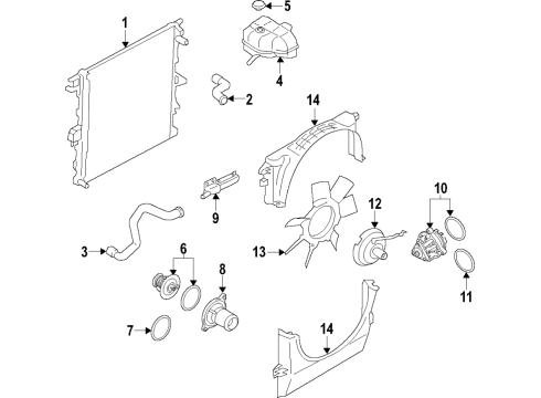2020 Ford Ranger Cooling System, Radiator, Water Pump, Cooling Fan Thermostat Diagram for LB5Z-8575-B