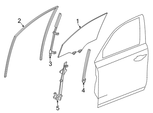 2022 Acura MDX Front Door Glass & Hardware Regulator Assembly, Left Front Diagram for 72250-TYA-A01