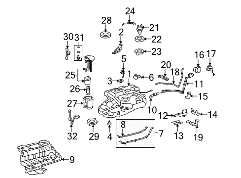 2010 Toyota Highlander Fuel Injection Support, Tank Suction Tube Diagram for 77158-48020