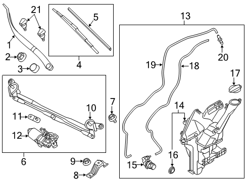 2019 Kia Soul EV Wiper & Washer Components Crank Arm-Windshield WIPER Diagram for 98160B2000