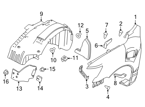 2016 Nissan Titan XD Fender & Components Protector-Front Fender, RH Diagram for 63830-9FV0A
