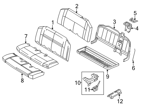 2012 Ford E-150 Rear Seat Components Cushion Cover Diagram for AC2Z-1663804-HA