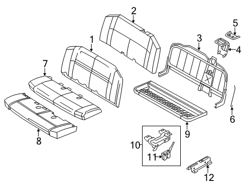 2012 Ford E-150 Rear Seat Components Seat Back Pad Diagram for 8C2Z-1666800-E