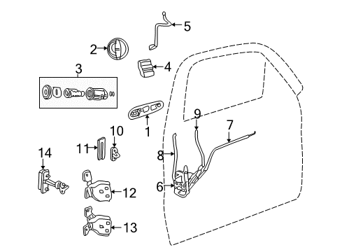 2003 Jeep Liberty Front Door - Lock & Hardware Cylinder Lock-Door Lock Diagram for 5072294AA