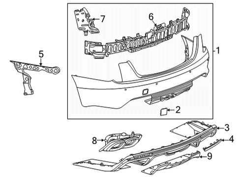 2021 Cadillac CT5 Bumper & Components - Rear Tow Eye Cap Diagram for 84569850