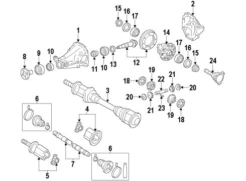 2014 Infiniti QX70 Rear Axle, Axle Shafts & Joints, Differential, Drive Axles, Propeller Shaft Repair Kit - Dust Boot, Rear Drive Shaft Diagram for C9GDA-EG025