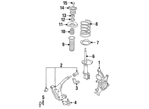 1996 Nissan Quest Front Suspension Components, Lower Control Arm, Stabilizer Bar Spindle-KNUCKLE, LH Diagram for 40015-0B000