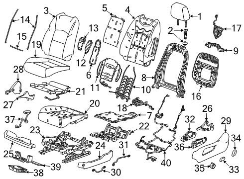 2021 Cadillac XT4 Power Seats Adjust Knob Diagram for 22898999