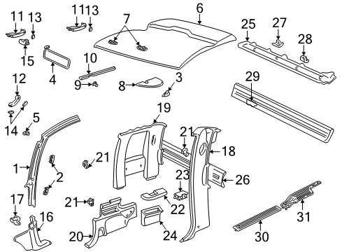 1997 GMC K2500 Interior Trim - Cab Front Sill Plate Diagram for 15980688