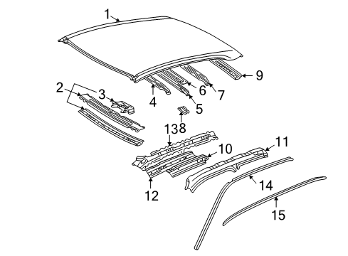 1999 Toyota Camry Roof & Components Roof Reinforcement Bracket Diagram for 63147-AA010