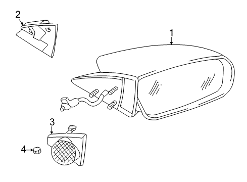 2004 Chrysler Sebring Outside Mirrors Outside Rear View Mirror Diagram for MR611894