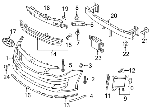 2016 Kia Optima Front Bumper Beam Complete-Front Bumper Diagram for 64900D5000