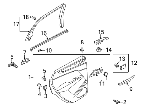 2017 Lincoln MKC Rear Door Trim Bezel Diagram for EJ7Z-14527-AD