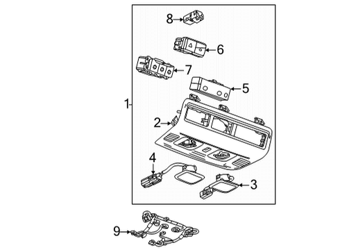 2021 Chevrolet Corvette Switches Trim Plate Diagram for 84779129