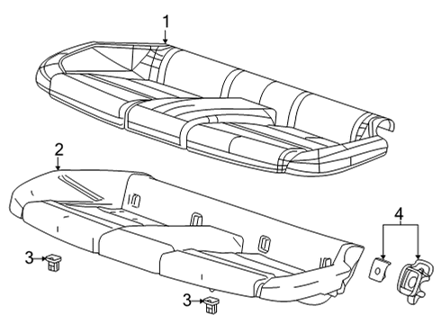 2022 Cadillac CT4 Rear Seat Components Seat Cushion Pad Diagram for 84787582