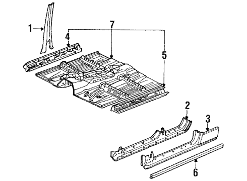 1991 Acura Legend Center Pillar, Rocker Panel, Floor Pan Clip, Side Sill Garnish (Upper) Diagram for 91501-SP1-003