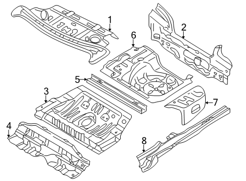 2003 Kia Spectra Rear Body Panel, Floor & Rails Panel-Trunk Floor Diagram for 0K2AA53730B